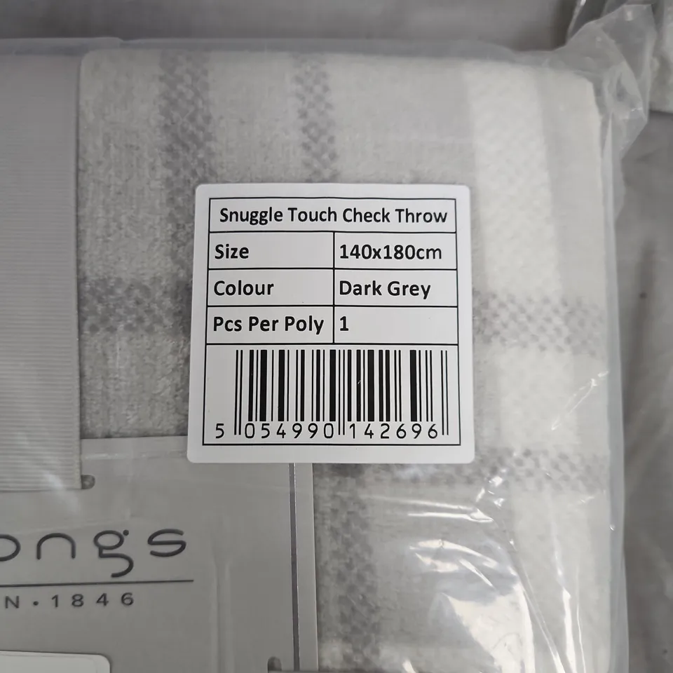 DEYONGS SNUGGLE TOUCH CHECK THROW 140X180 CM – DARK GREY