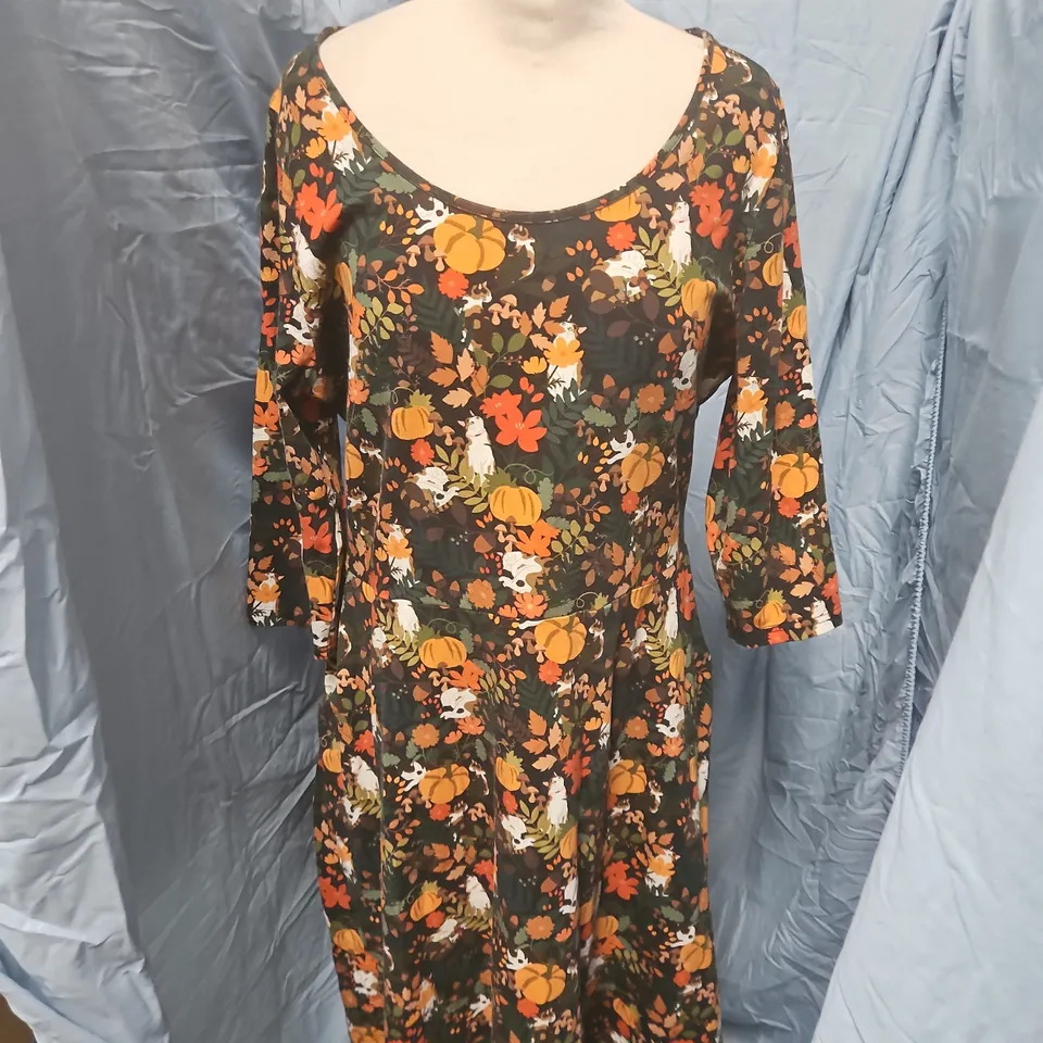 POPSY CLOTHING WOMEN'S FLORAL PUMPKIN PRINT MAXI DRESS SIZE 18
