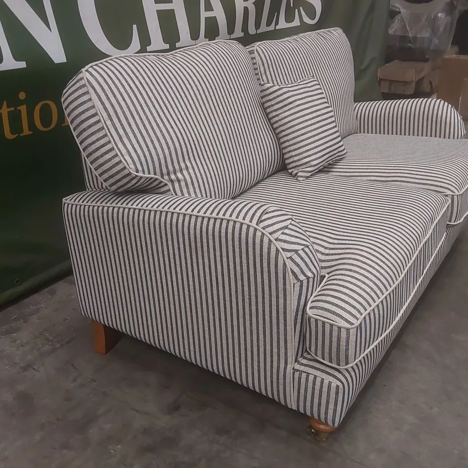 QUALITY DESIGNER BAY STRIPE 2 SEATER FABRIC UPHOLSTERED SOFA