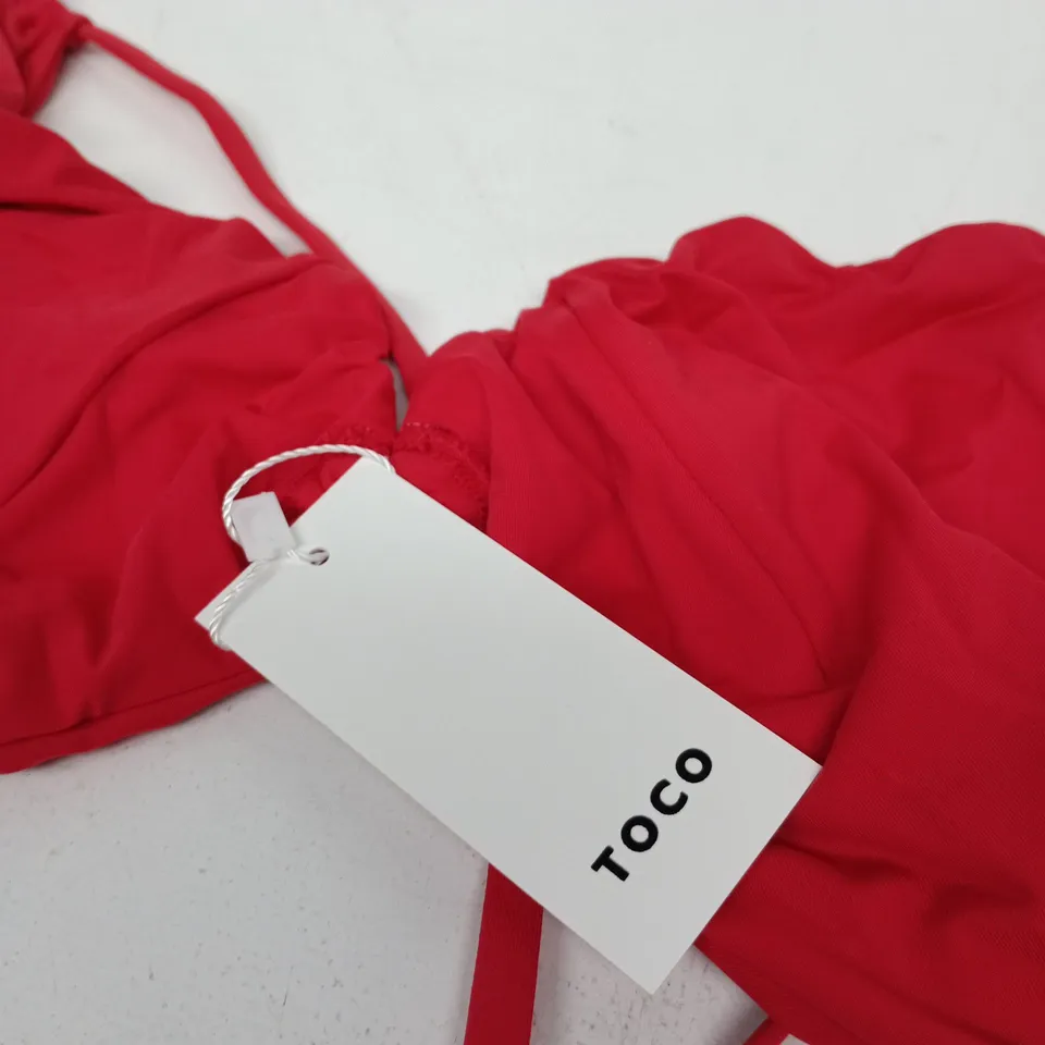 TOCO HAVANA TOP / CHILLI HALTER CROSS-BACK BIKINI TOP – RED, SIZE L