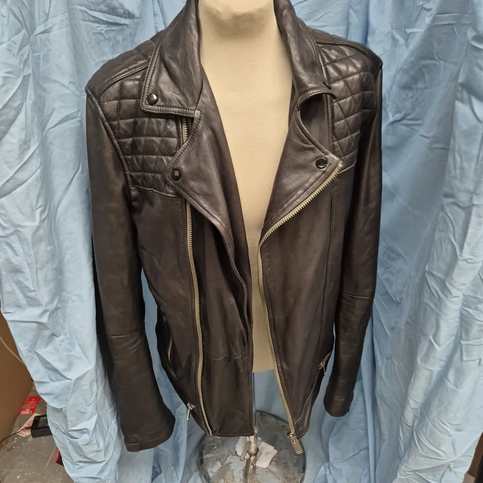 ALLSAINTS LEATHER BIKER JACKET – BLACK – UK SIZE LARGE