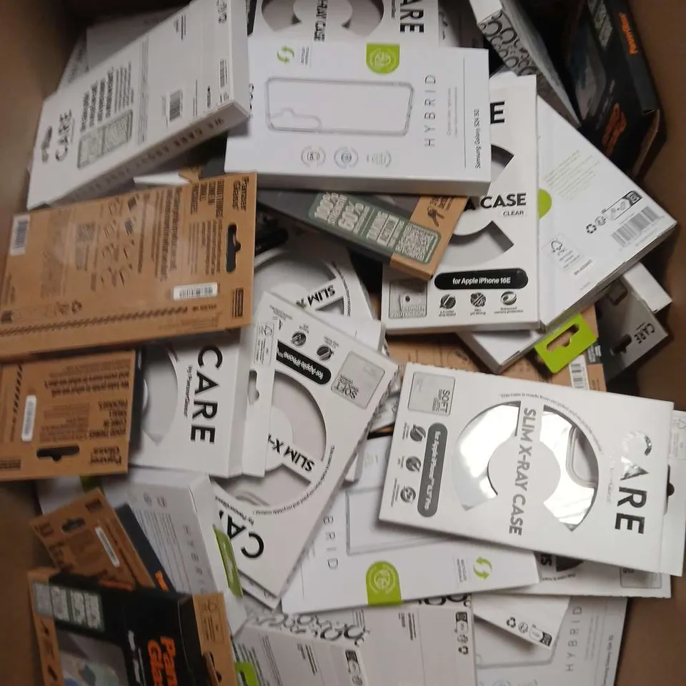 LARGE BOX OF APPROX 150 ASSORTED PHONE CASES FOR VARIOUS PHONE MODELS