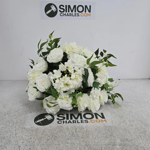 WHITE ARTIFICIAL FLORAL BOUQUET ARRANGEMENT