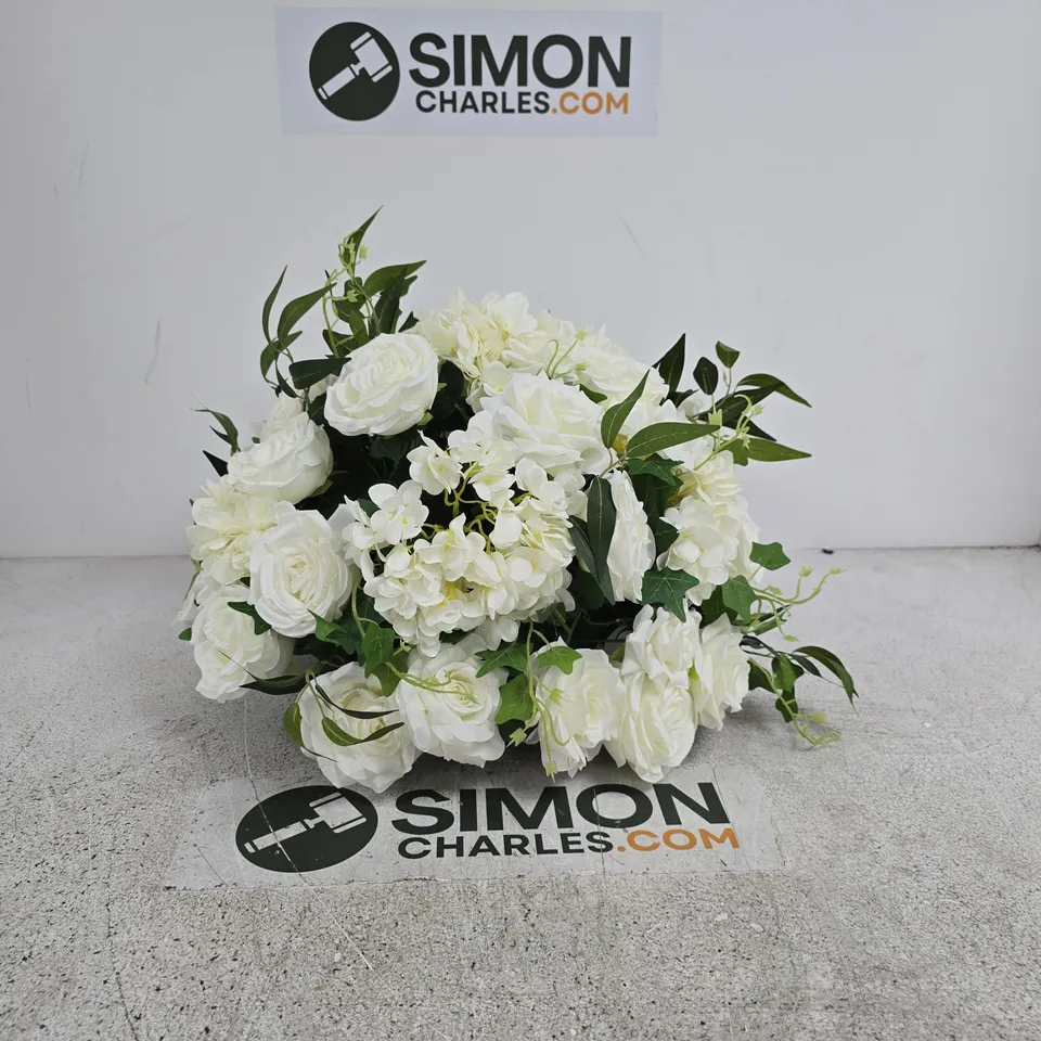 WHITE ARTIFICIAL FLORAL BOUQUET ARRANGEMENT