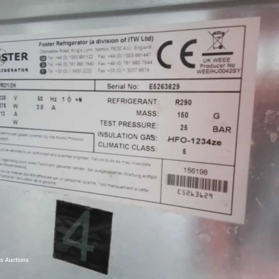 FOSTER DOUBLE DOOR COUNTER FRIDGE Model R290