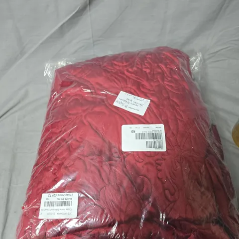 COZEE HOME SATIN AND VELVET BEDSPREAD - CHIRAZ RED - 150CM X 200CM