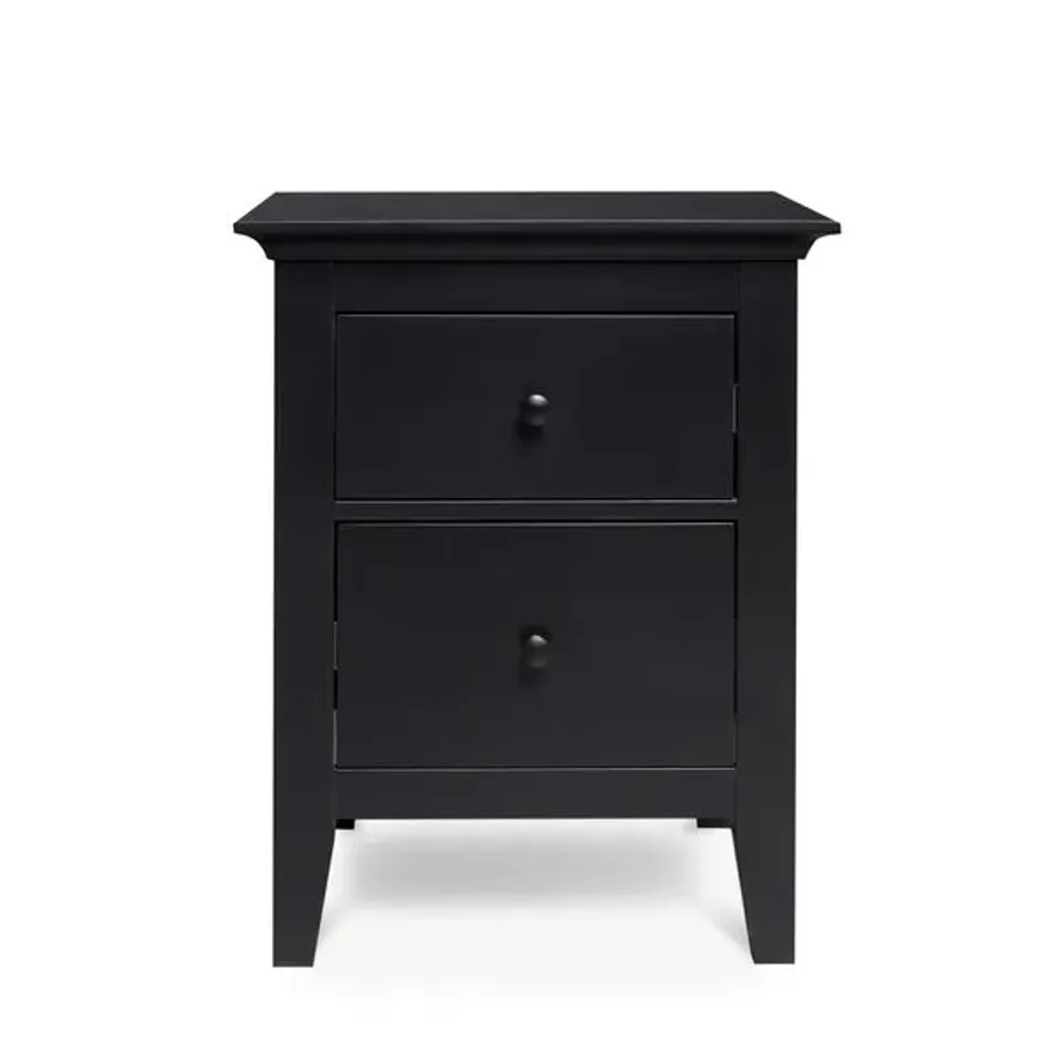 BOXED LYNTON 2 DRAWER BEDSIDE TABLE - BLACK (1 BOX)