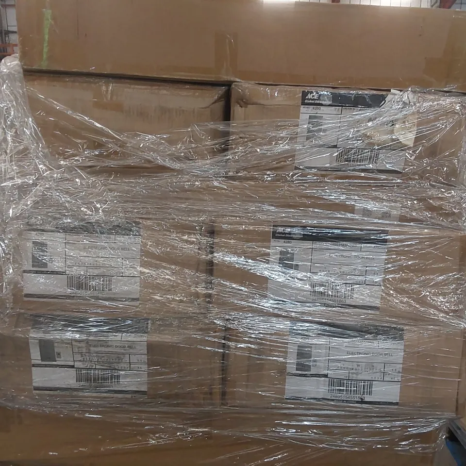 PALLET CONTAINING A LARGE QUANTITY OF ELECTRONIC DOORBELLS AND ASSORTED FURNITURE ITEMS ECT