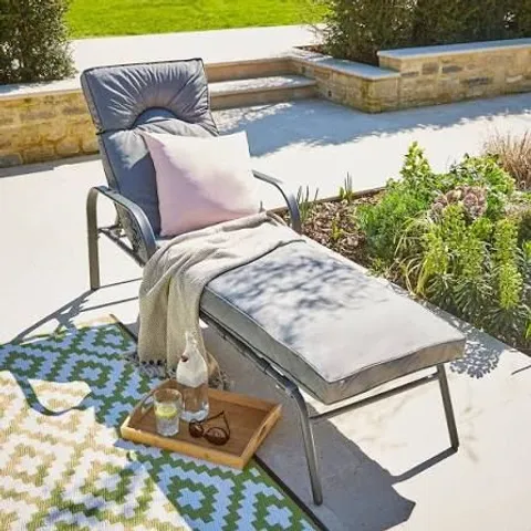 BOXED MONACO PADDED SUN LOUNGER - GREY