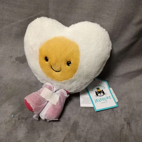 JELLYCAT AMUSEABLES HEART EGG SOFT TOY IN WHITE WITH YELLOW FACE