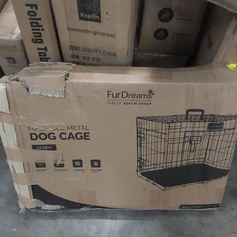 BOXED 24INCH FOLDING METAL DOG CAGE