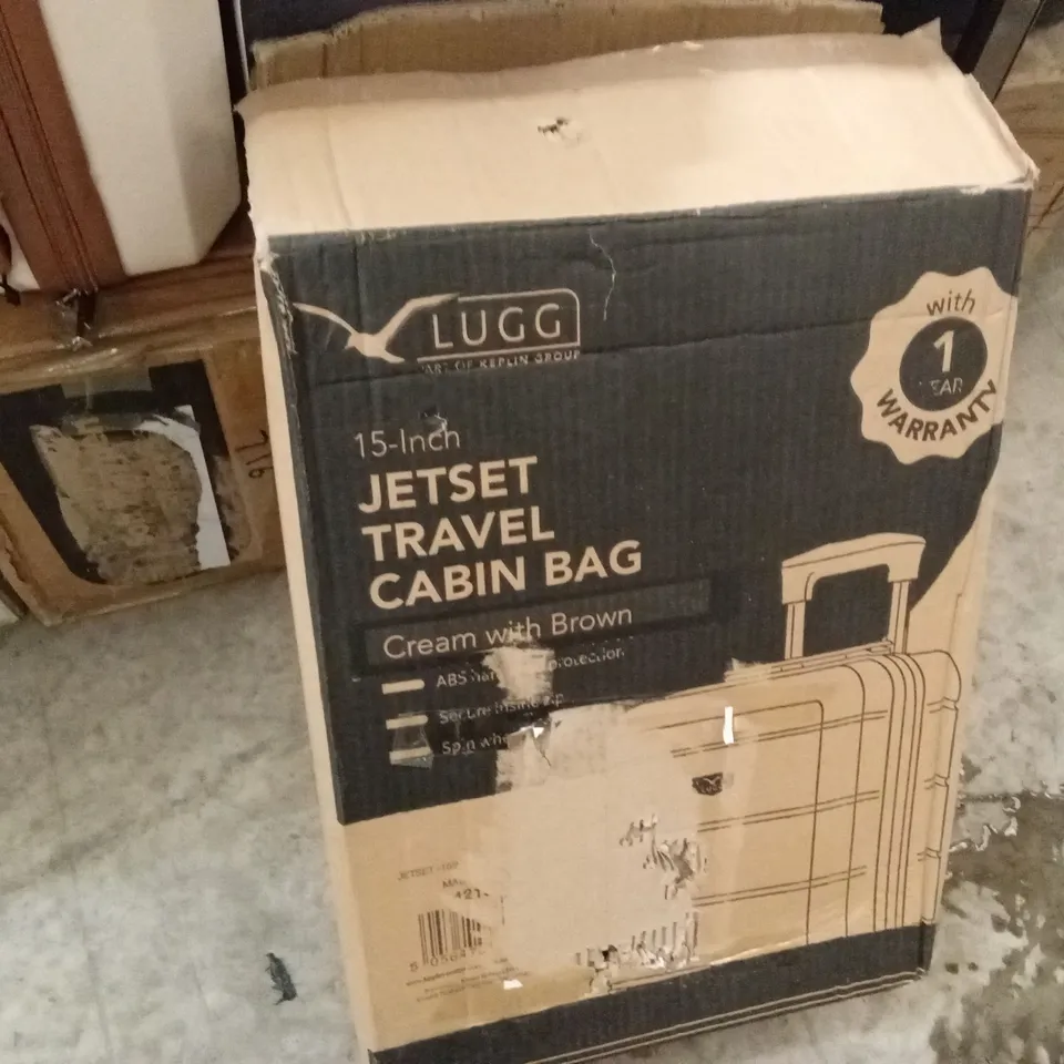 BOXED LUGG - 15INCH JETSET TRAVEL CABIN BAG CREAM & BROWN