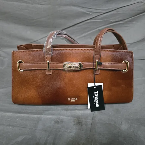 DUNE LONDON EAST WEST MEDIUM TOTE IN BROWN LEATHER