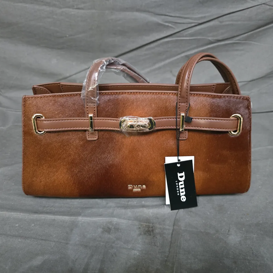 DUNE LONDON EAST WEST MEDIUM TOTE IN BROWN LEATHER