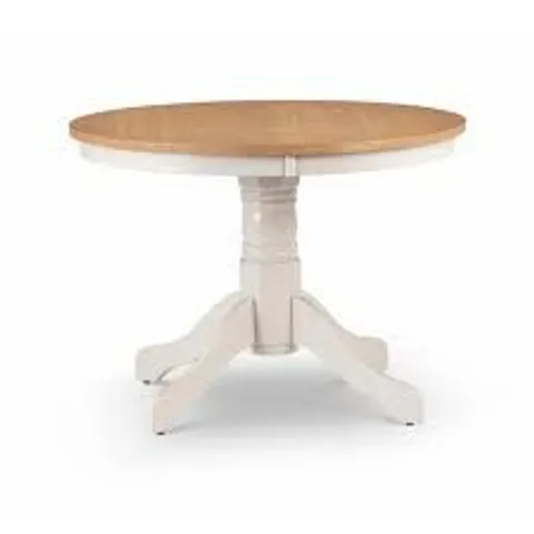 BOXED JULIAN BOWEN DAVENPORT ROUND PEDESTAL TABLE - OAK/IVORY (2 BOXES)