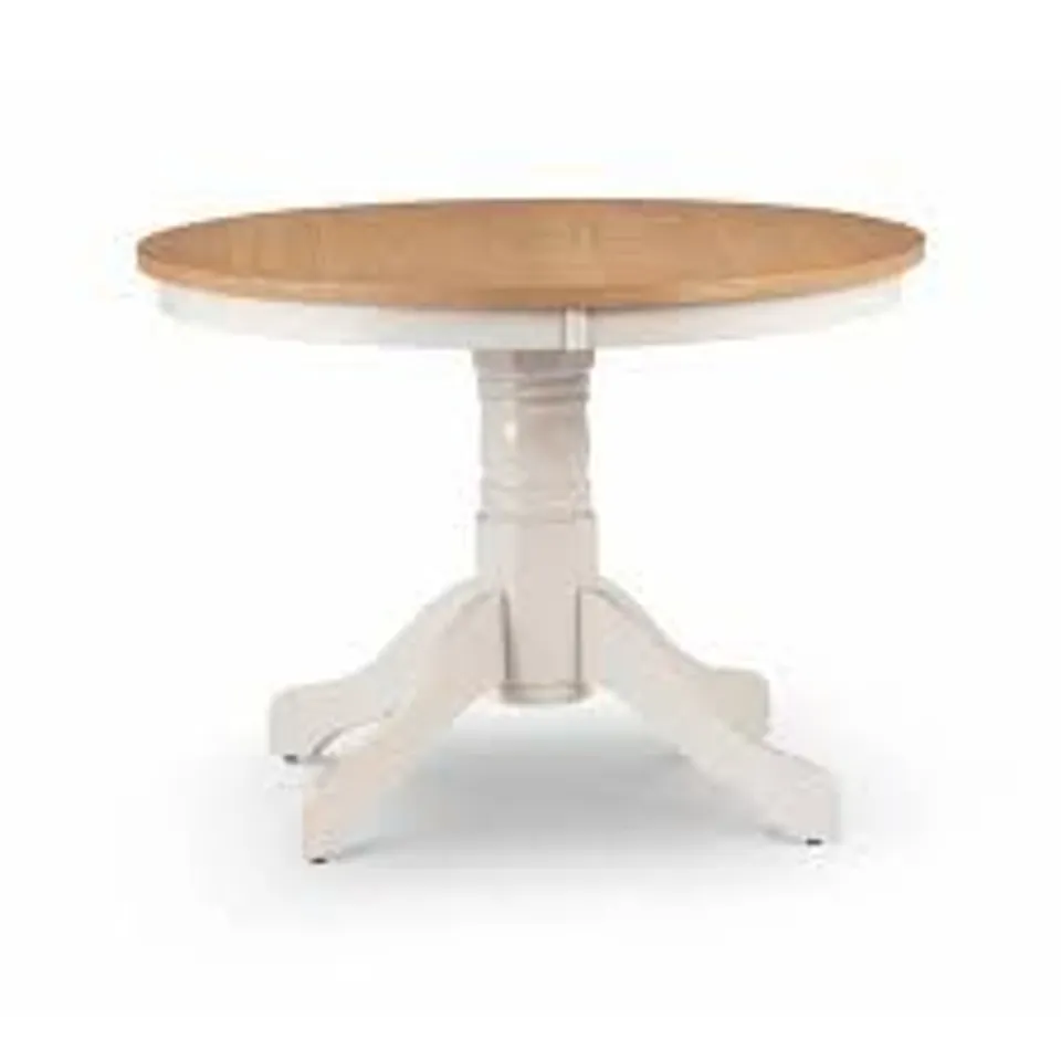 BOXED JULIAN BOWEN DAVENPORT ROUND PEDESTAL TABLE - OAK/IVORY (2 BOXES)