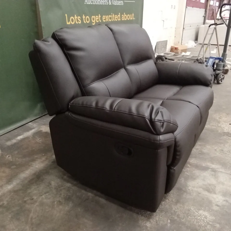 ALBION LUXURY FAUX LEATHER 2 SEATER HIGH BACK MANUAL RECLINER SOFA - CHOCOLATE RRP £539