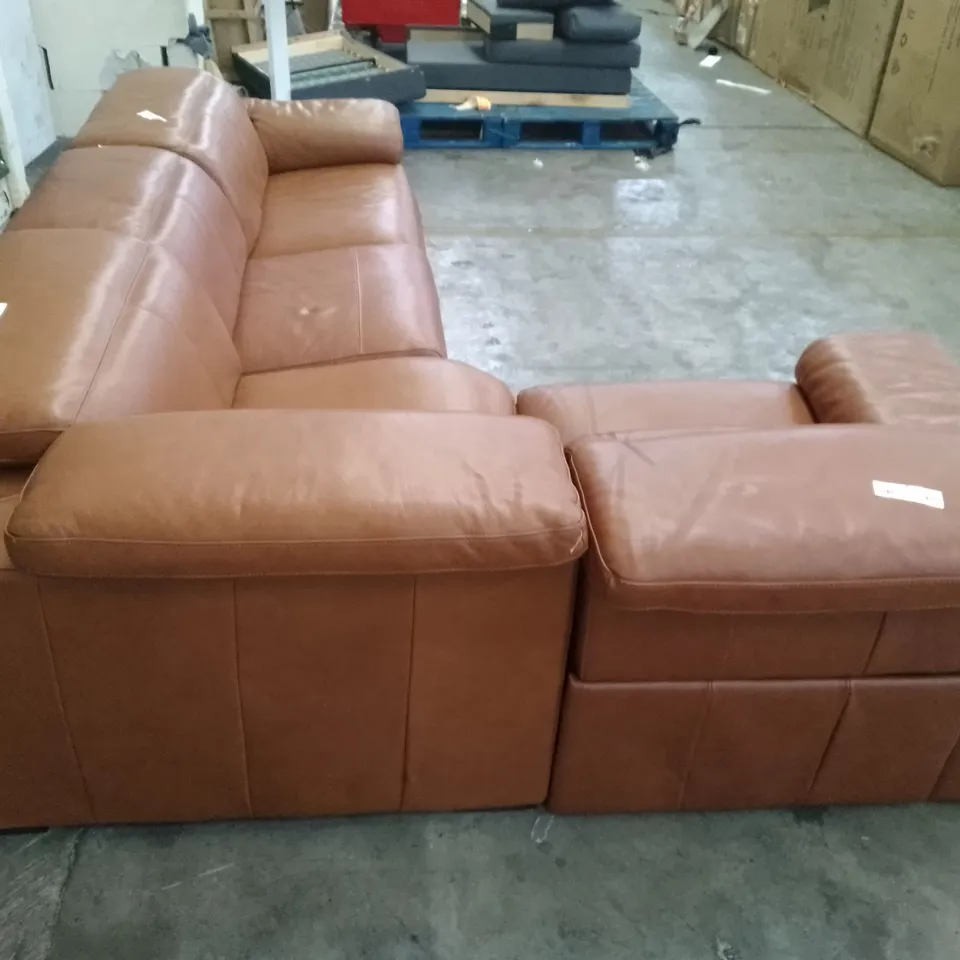 QUALITY DESIGNER ELECTRIC RECLINER CORNER SOFA 4PCS - BROWN LEATHER