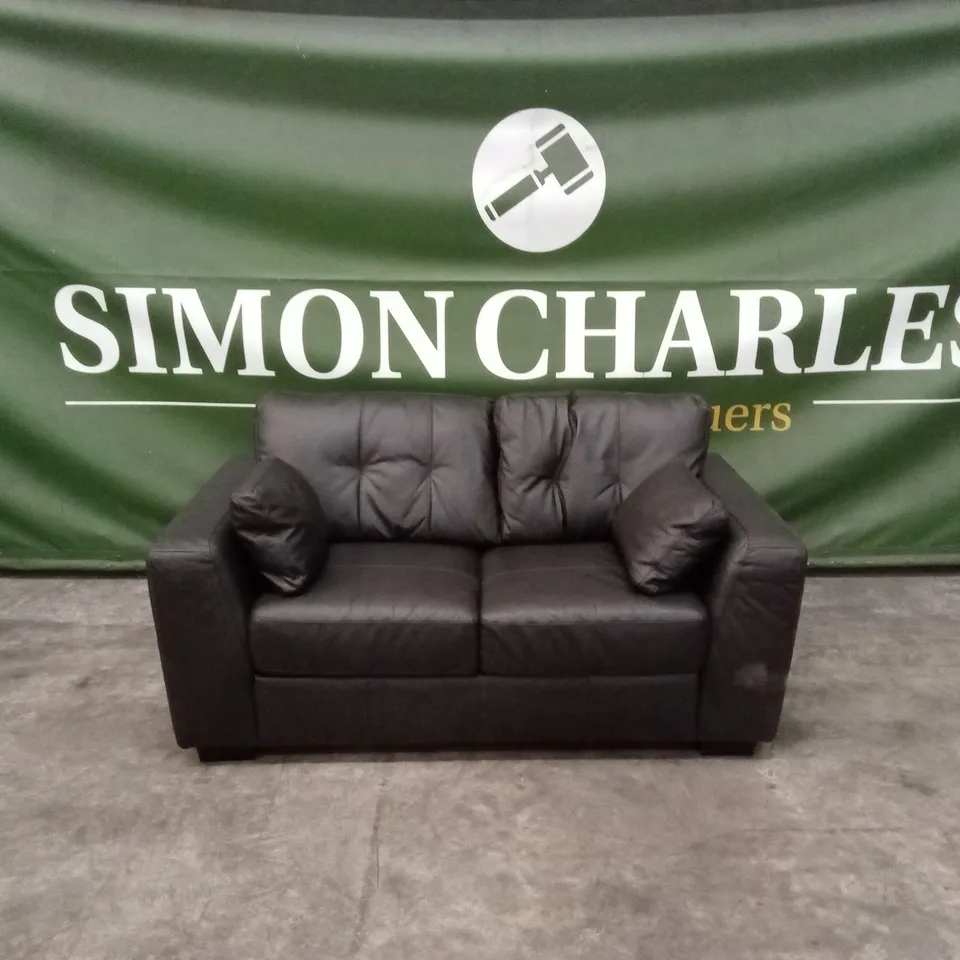 ARDEN ITALIAN LEATHER 2 SEATER SOFA - BLACK  RRP £1299