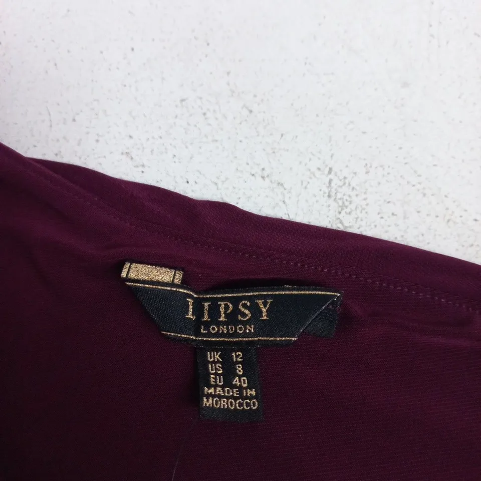 LIPSY LONDON JUMPSUIT – BURGUNDY, UK 12 (US 8, EU 40) MADE IN MOROCCO
