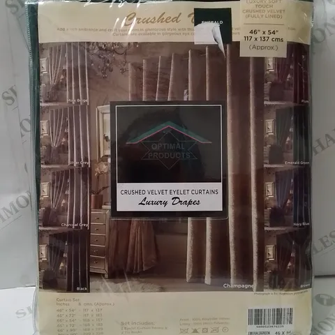 BRAND NEW CRUSHED VELVET EYELET CURTAINS -EMERALD GREEN- 46" X 54"