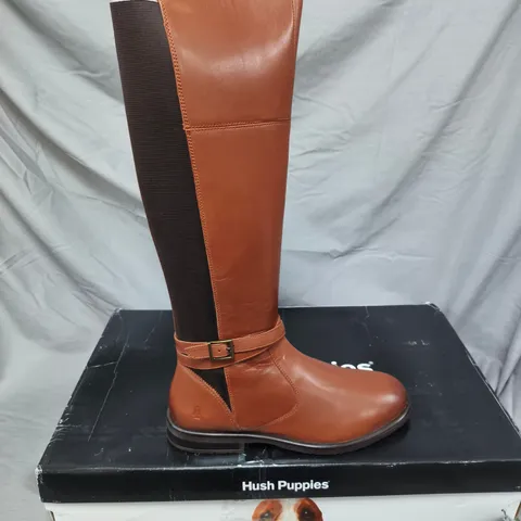 HUSH PUPPIES VICTORIA LONG BOOTS – WOMEN’S TAN LEATHER KNEE-HIGH BOOTS, UK 5