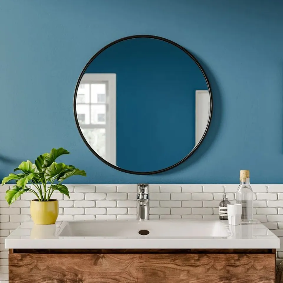 BOXED BAUM NORDIC ROUND BATHROOM FRAMED MIRROR WALL HANGING (1 BOX)