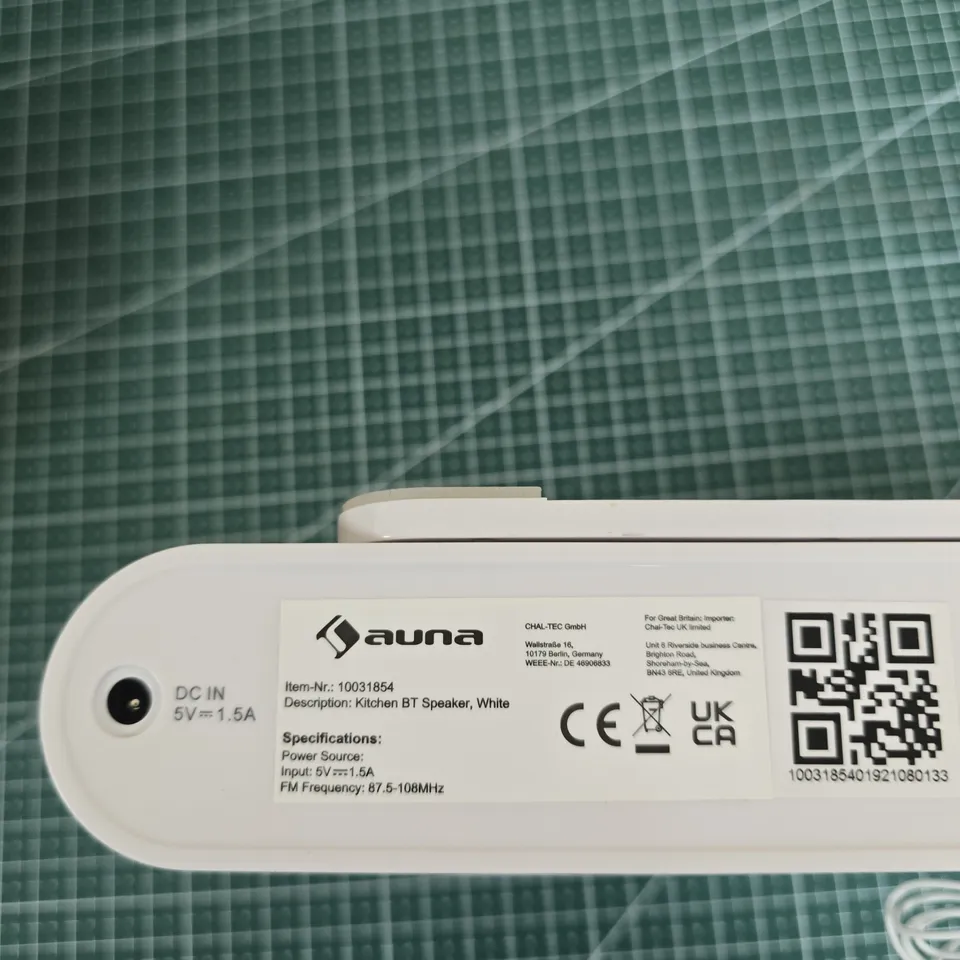 AUNA KITCHEN BLUETOOTH SPEAKER, WHITE