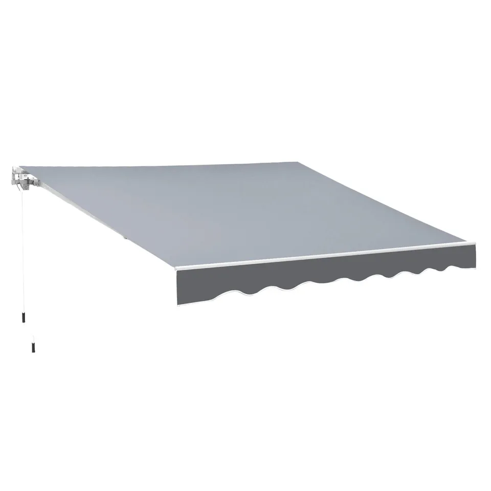 BOXED OUTSUNNY 2.5M X 2M GARDEN PATIO MANUAL AWNING CANOPY SUN SHADE SHELTER RETRACTABLE WITH WINDING HANDLE GREY (1 BOX)