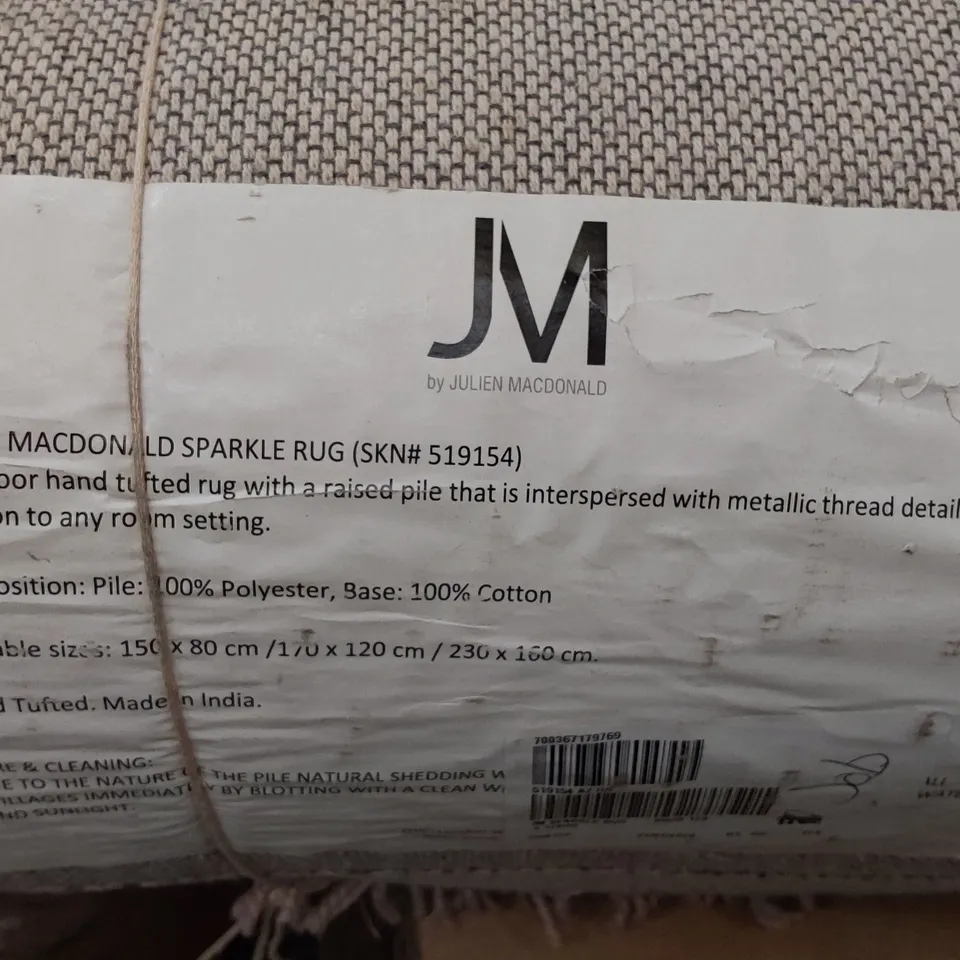 DESIGNER JULIAN MACDONALD SPARKLE RUG BLUSH 120 × 170cm