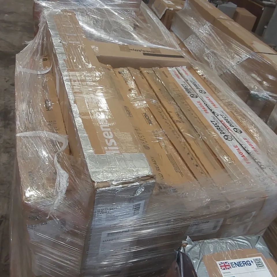 PALLET CONTAINING A LARGE QUANTITY OF ASSORTED DAMAGED TVs