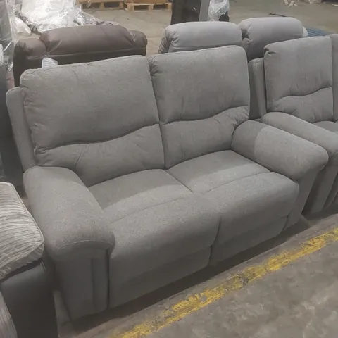 DESIGNER 2 SEATER MANUAL RECLINER FABRIC UPHOLSTERED SOFA - GREY