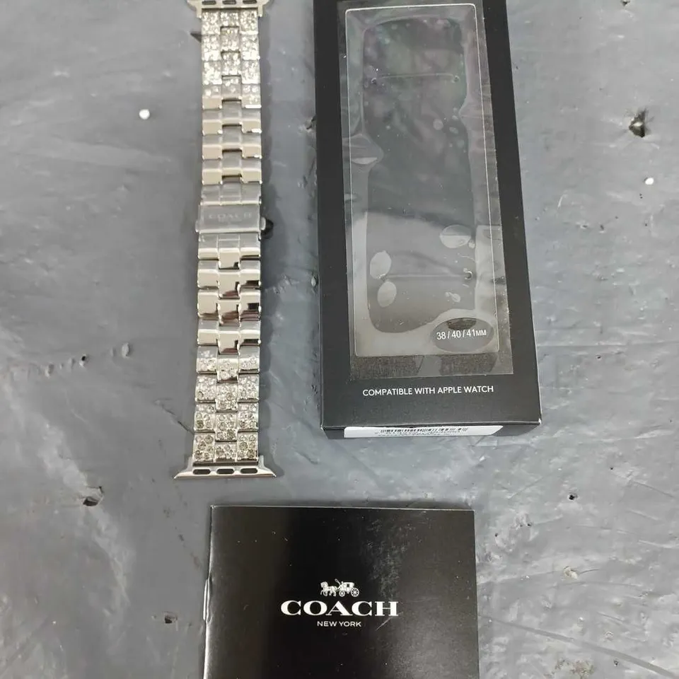 BOXED COACH APPLE WATCH STRAP BRACELET IN SILVER 