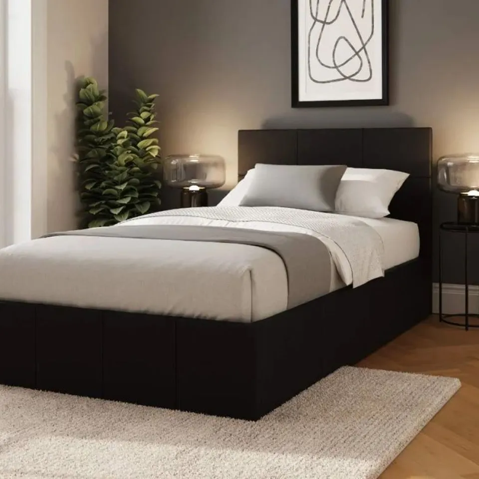 BOXED GFW SIDE LIFT OTTOMAN STORAGE BED - GREY (2 BOXES)
