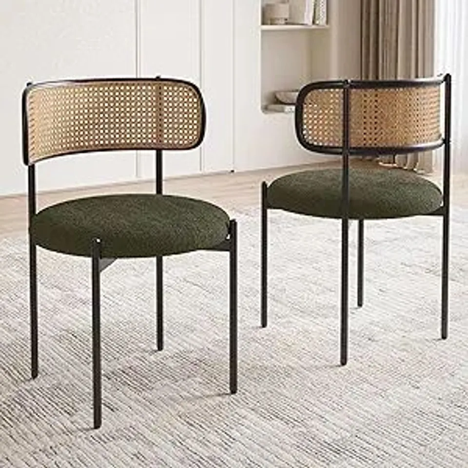 BOXED FARINI SET OF 2 KITCHEN CHAIRS, MID-CENTURY MODERN DINING CHAIRS - GREEN (1 BOX)