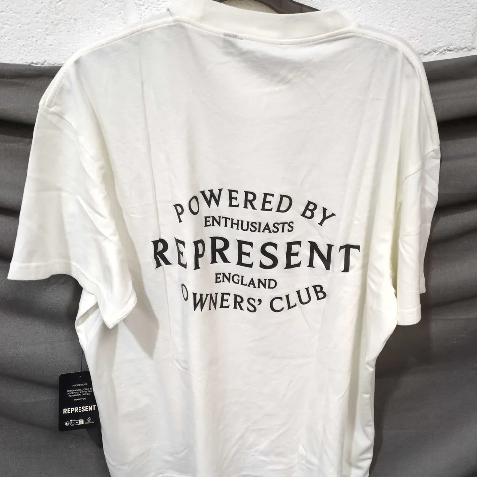 REPRESENT ENGLAND OWNERS' CLUB STAMP T-SHIRT – FLAT WHITE – UK XL