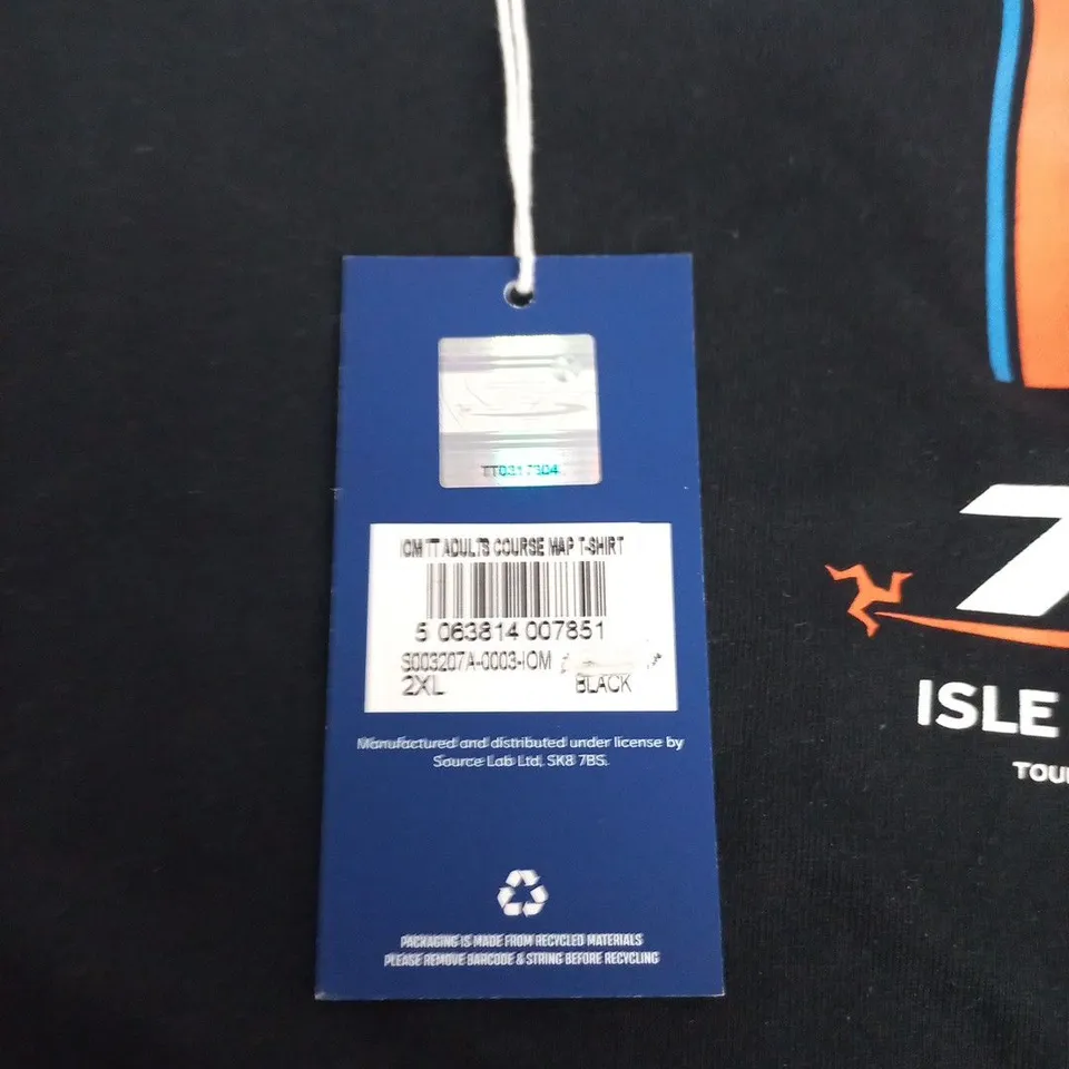ISLE OF MAN TT OFFICIAL MERCHANDISE COURSE MAP SHIRT – BLACK, 2XL