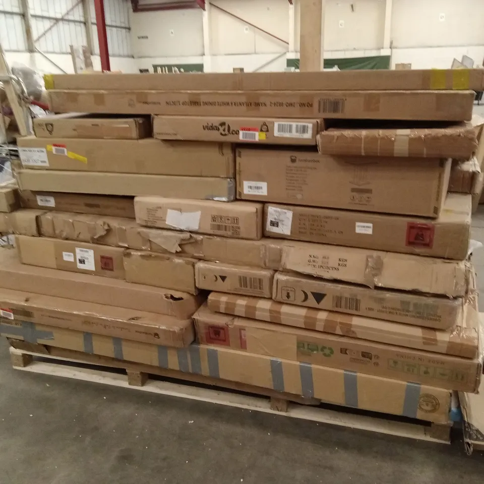 PALLET OF ASSORTED INCOMPLETE FURNITURE AND PARTS AND PIECES 