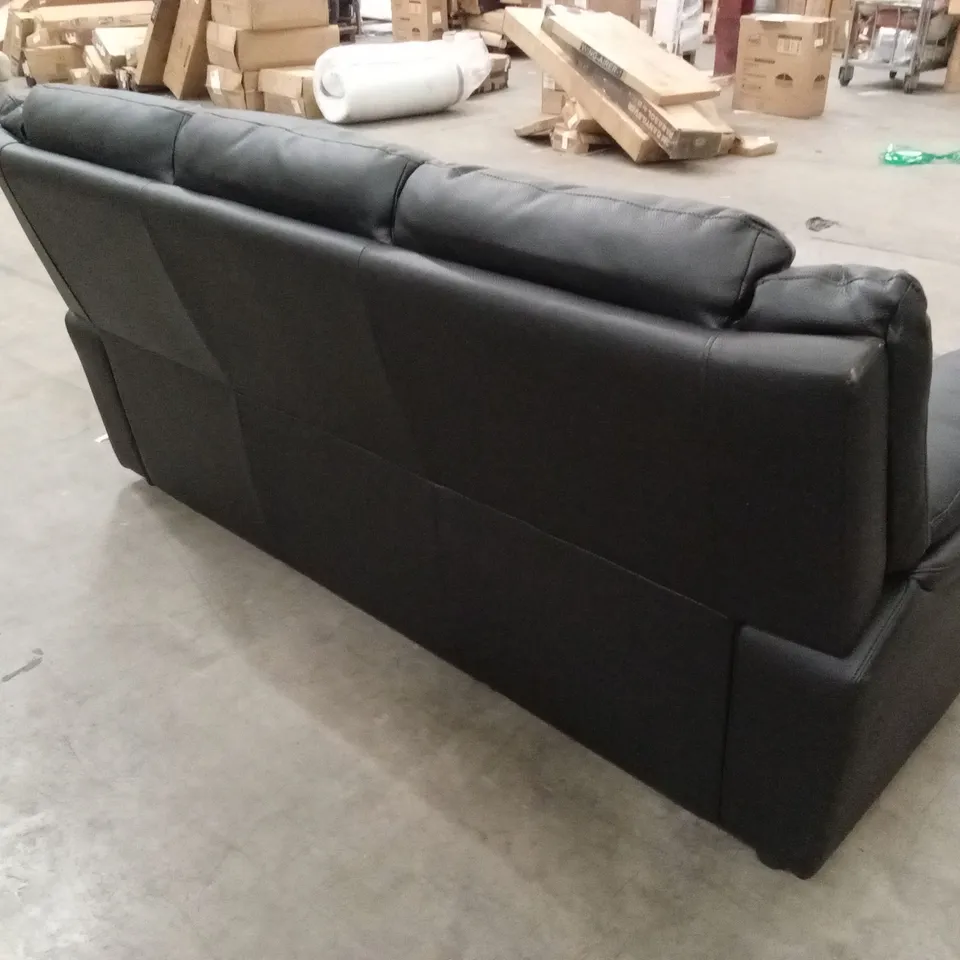 ALBION LUXURY FAUX LEATHER HIGH BACK 3 SEATER SOFA - BLACK RRP £569