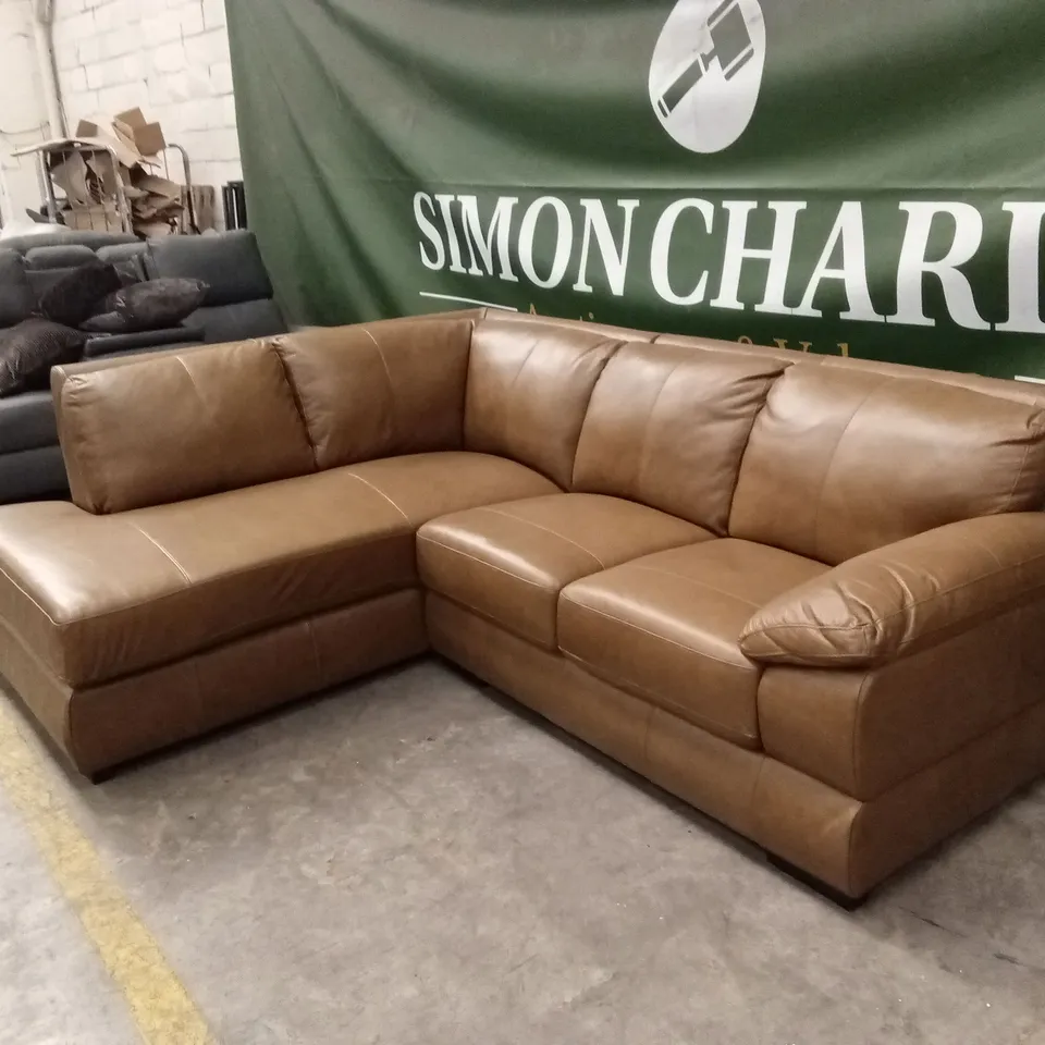 MARLOW ITALIAN LEATHER LEFT HAND CORNER CHAISE - TAN RRP £2399