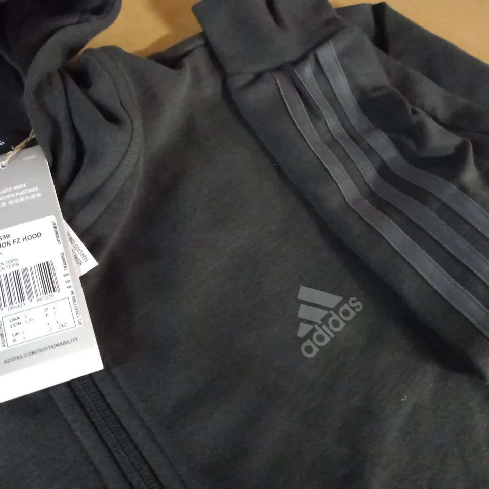 ADIDAS ZIP THROUGH MOTION BLACK HOODIE - L