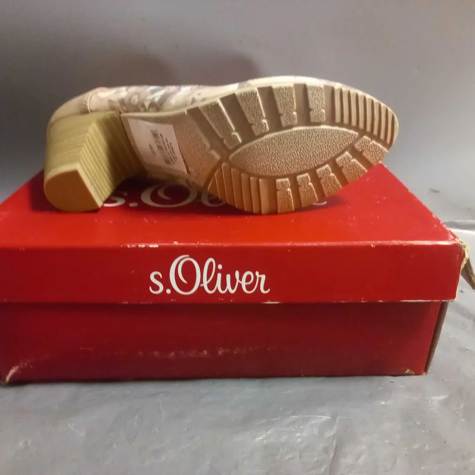 S.OLIVER LADIES LOW HEEL COURT SHOES BEIGE FLOWER DESIGN SIZE EU 40
