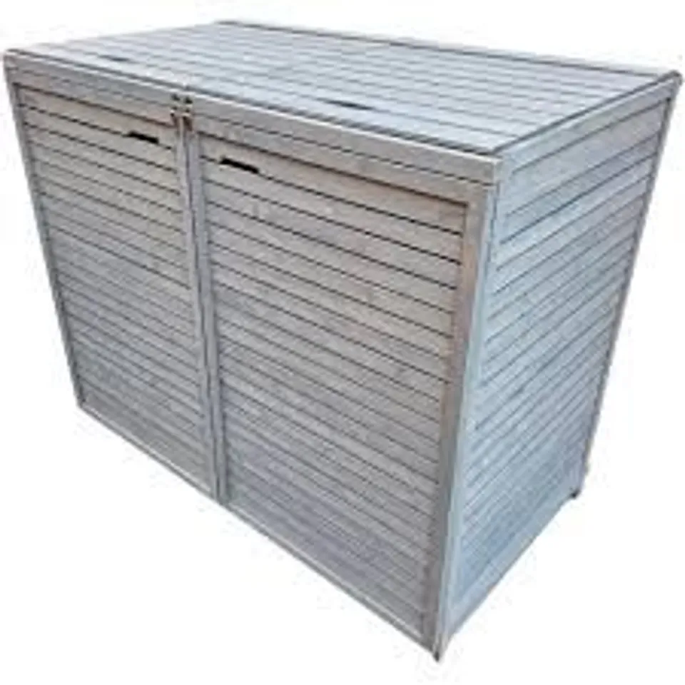 BOXED SAMUEL ALEXANDER 1.35M X 1.14M LARGE WOODEN OUTDOOR GARDEN DOUBLE WHEELIE BIN STORE STORAGE FOR 2 BINS