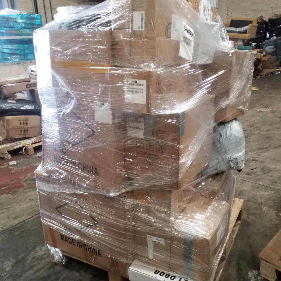 PALLET CONTAINING ASSORTED PRODUCTS INCLUDING PET DOOR, 3IN1 BREAKFAST MAKER & PLAYPEN