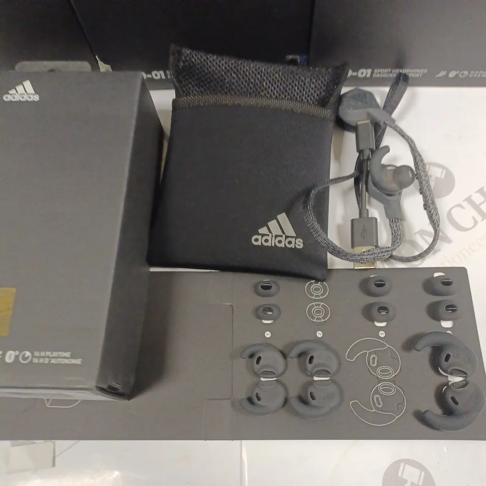 LOT OF 4 BOXED PAIRS OF ADIDAS FWD-01 SPORTS EARPHONES