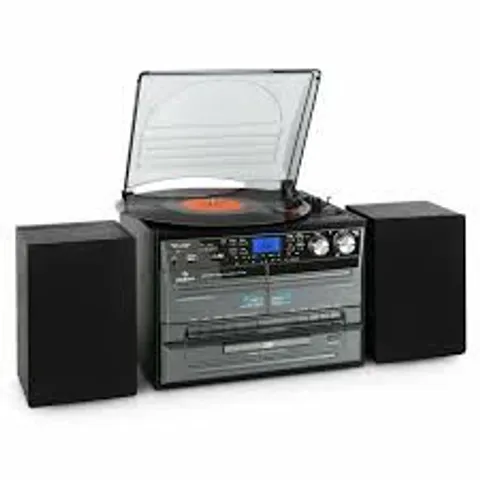 BOXED TURNTABLE WITH RADIO, CASSETTE & USB/SD ENCODING