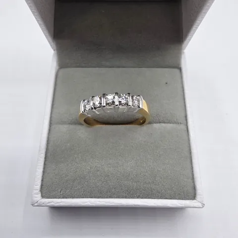 18CT GOLD FIVE STONE HALF ETERNITY RING BAR-SET WITH NATURAL DIAMOND