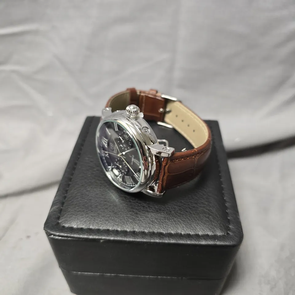 MENS ERNEST FERDINAND WATCH – SUB DIALS – LEATHER STRAP – GIFT BOX