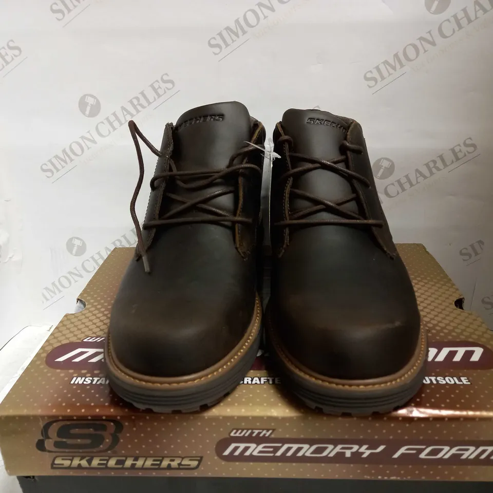 SKECHERS LEATHER BOOTS CHOCOLATE SIZE 10