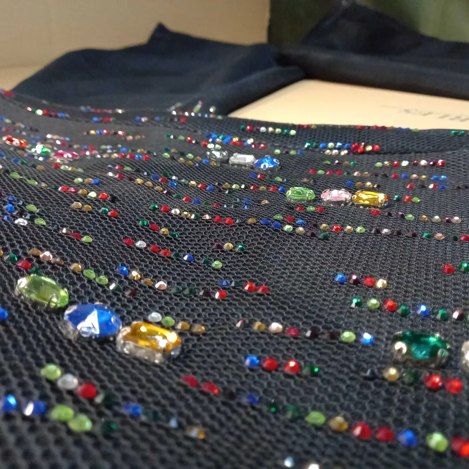 ORLANDO BLACK BEDAZZLED FLARED TROUSERS